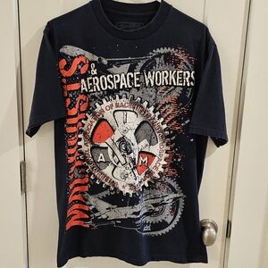 Union Made Aerospace Workers Machinist Graphic T-Shirt - Size Large - USA Made